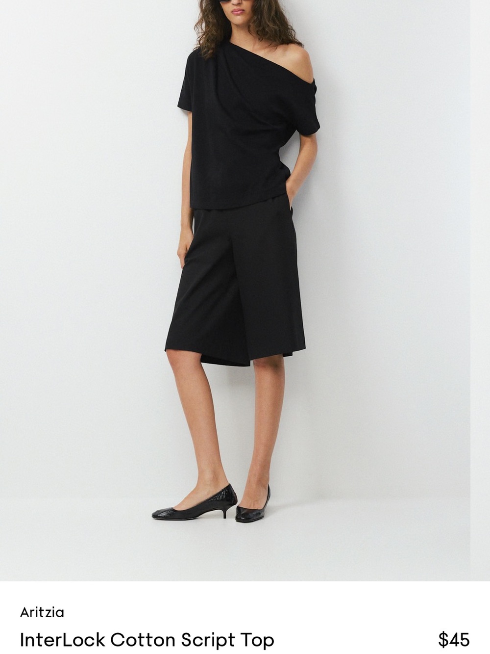 Aritzia interlock cotton script babaton off one shoulder top